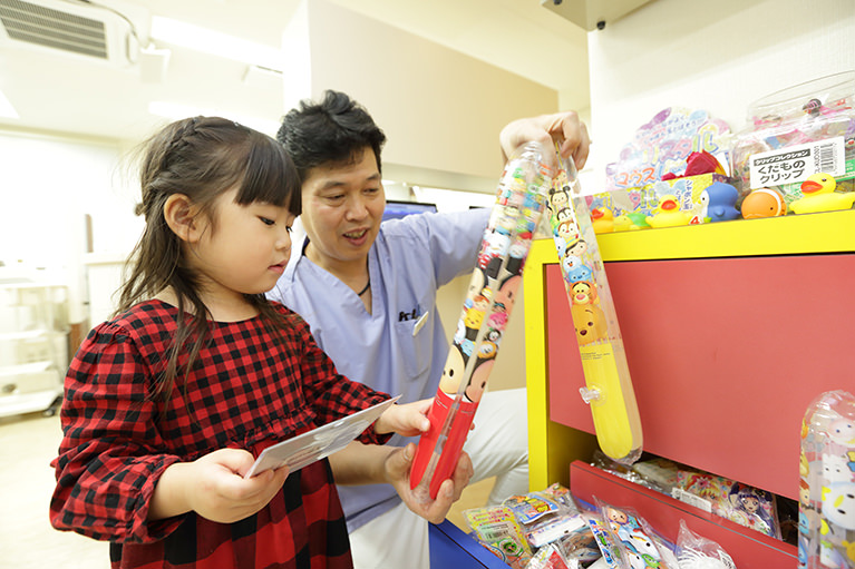 お子様にとって歯医者通いが楽しみになるように工夫しています